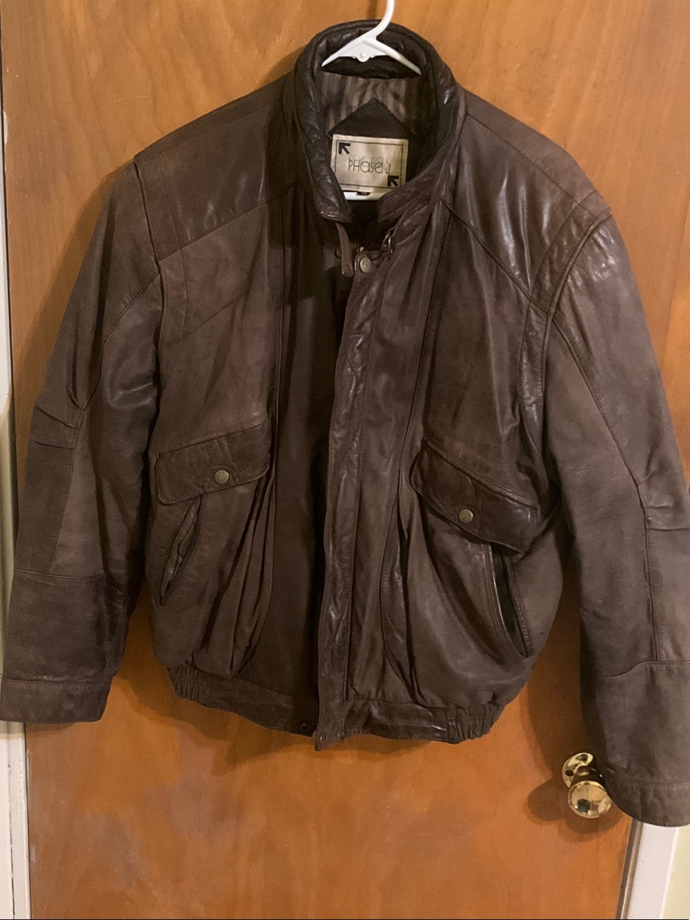 PHASE Dark Brown Leather Bomber Jacket